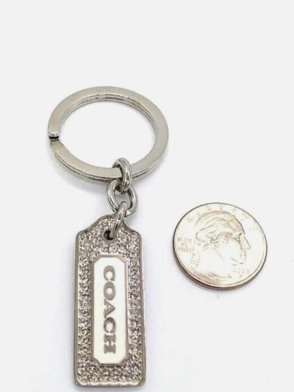 COACH Vintage Pave Swarovski Enamel Keychain FOB Purse Charm #8865 RARE - Picture 4 of 6
